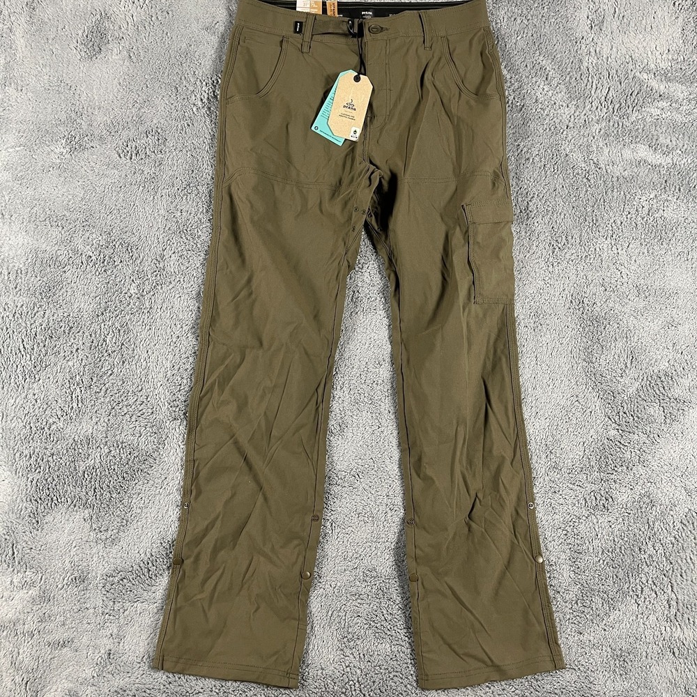 Prana Stretch Zion II Straight Leg Pants Mens 31x34 Green Relaxed Fit Hiking